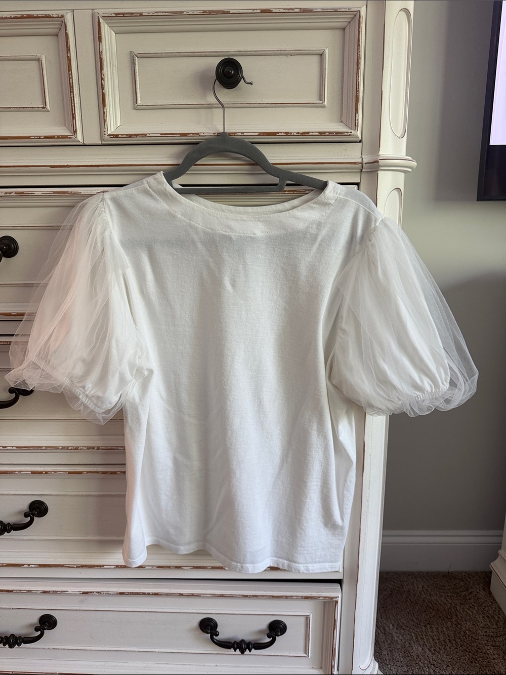 Express White Puff Sleeve Tee